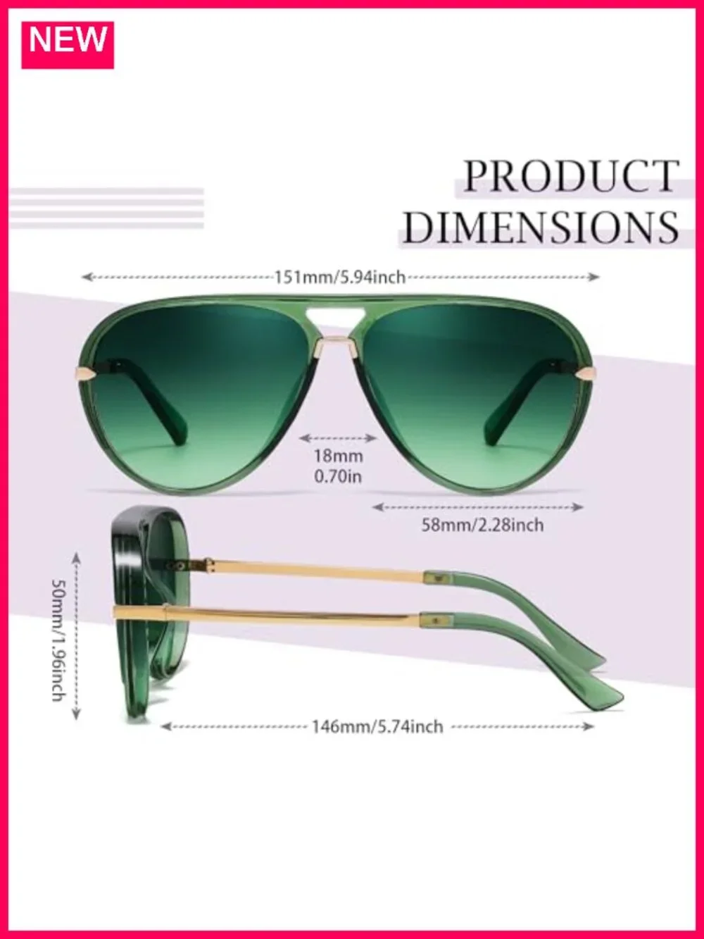 Oversized Aviator Sunglasses for Women Retro UV Protection